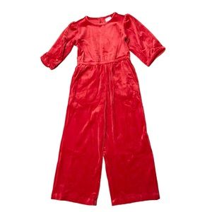 NWT‎ Hanna Andersson Red Velour Jumpsuit size 4 (100).